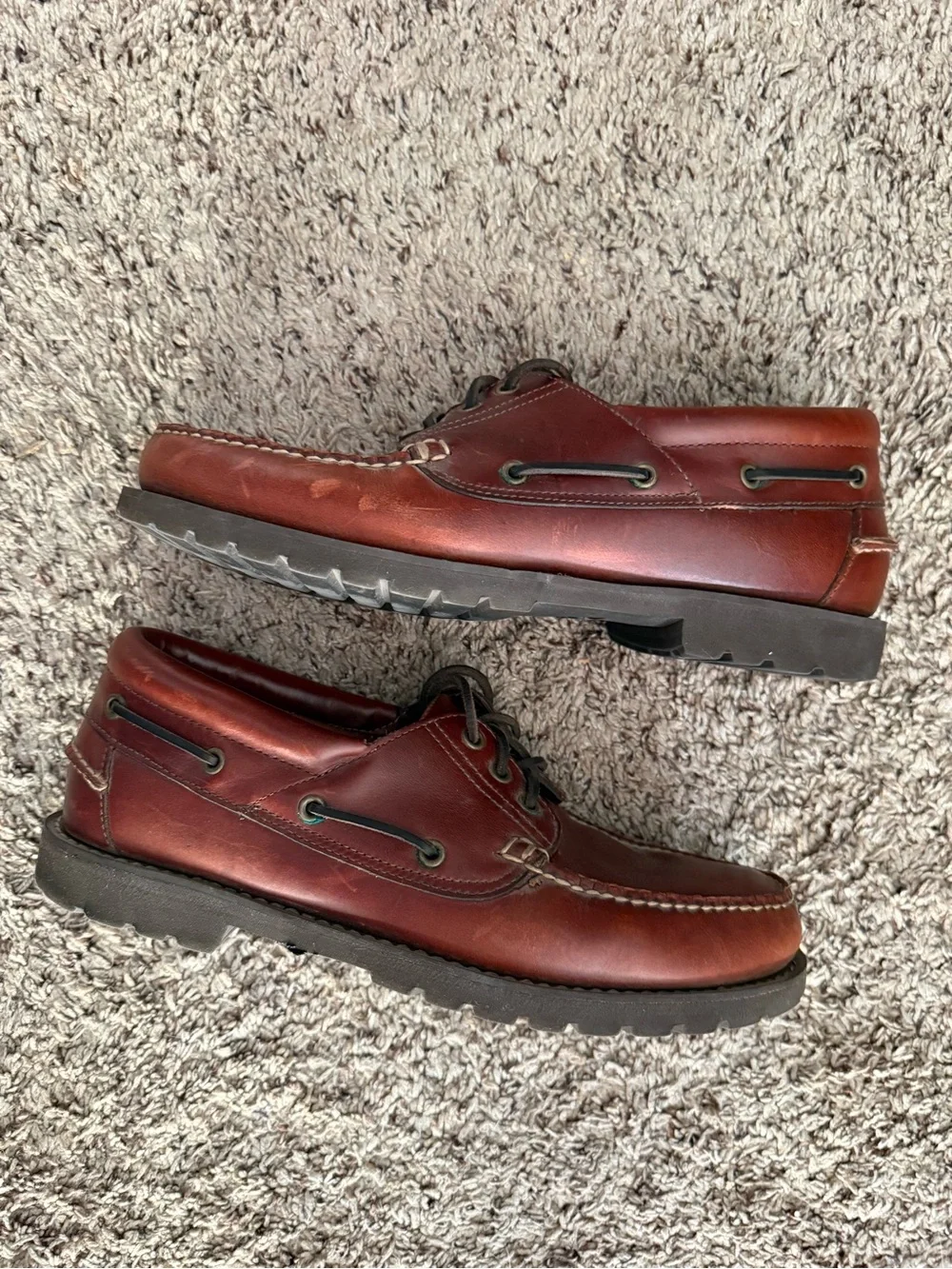 L.L. Bean Men's 3-Eye Lug Sole Leather Boat Shoes